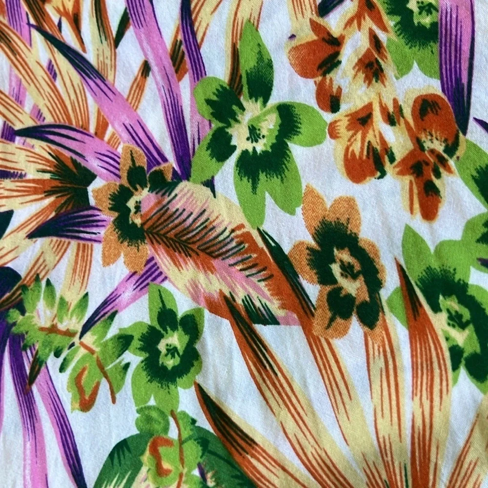 Tropical Floral Beach Resortwear Kimono Swim Cover Up 100% Rayon